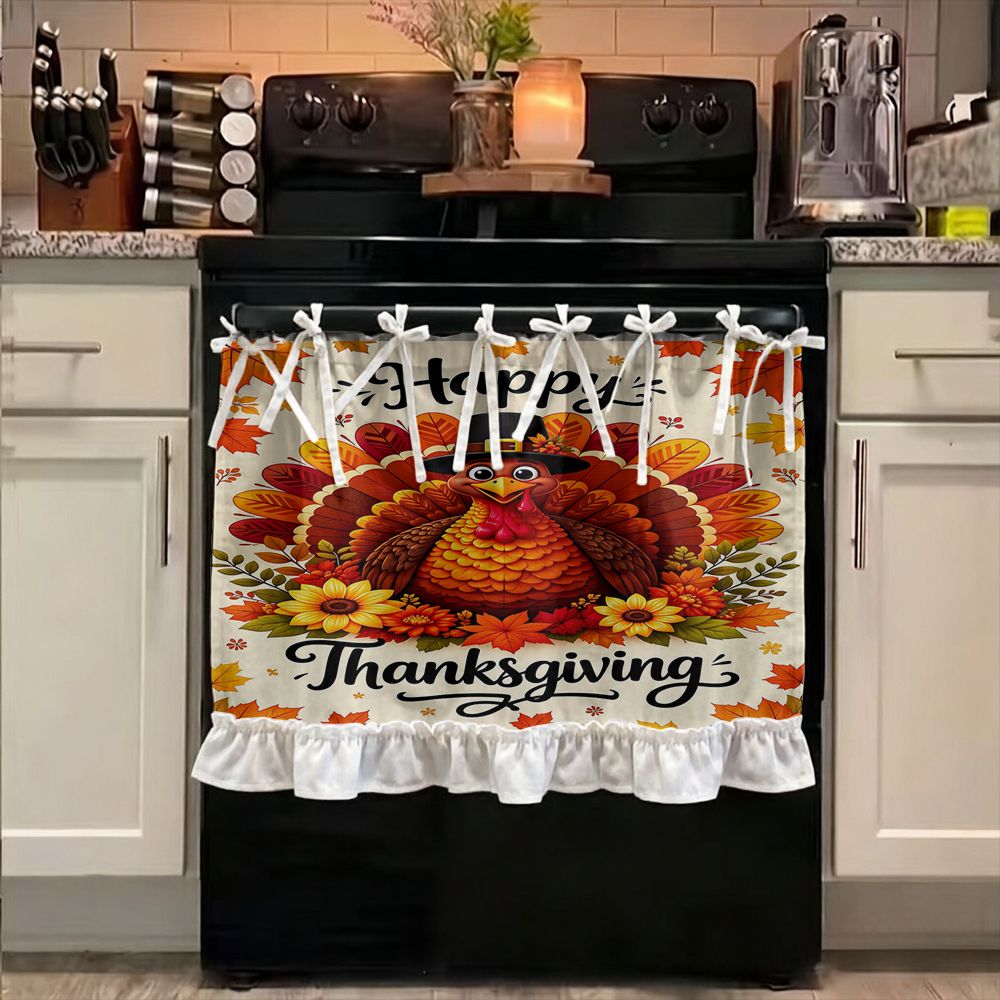 TEMU Kitchen Apron Thanksgiving Turkey Pattern Multifunctional Protective Curtain, Suitable For And Stove Cover, Cabinet Protection Board, Appliance
