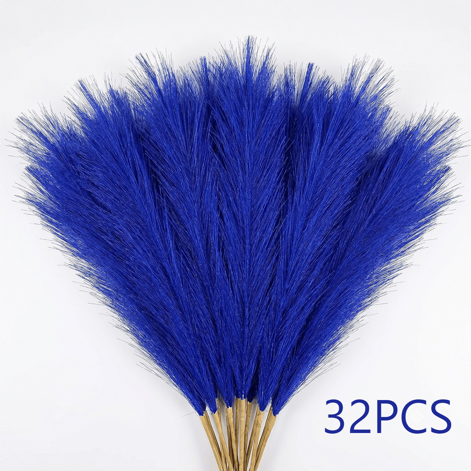 TEMU da 32 pezzi di delle pampas blu reale - delle pampas artificiale con penni soffici, realistica, adatta per casa, matrimoni, feste, decorazioni