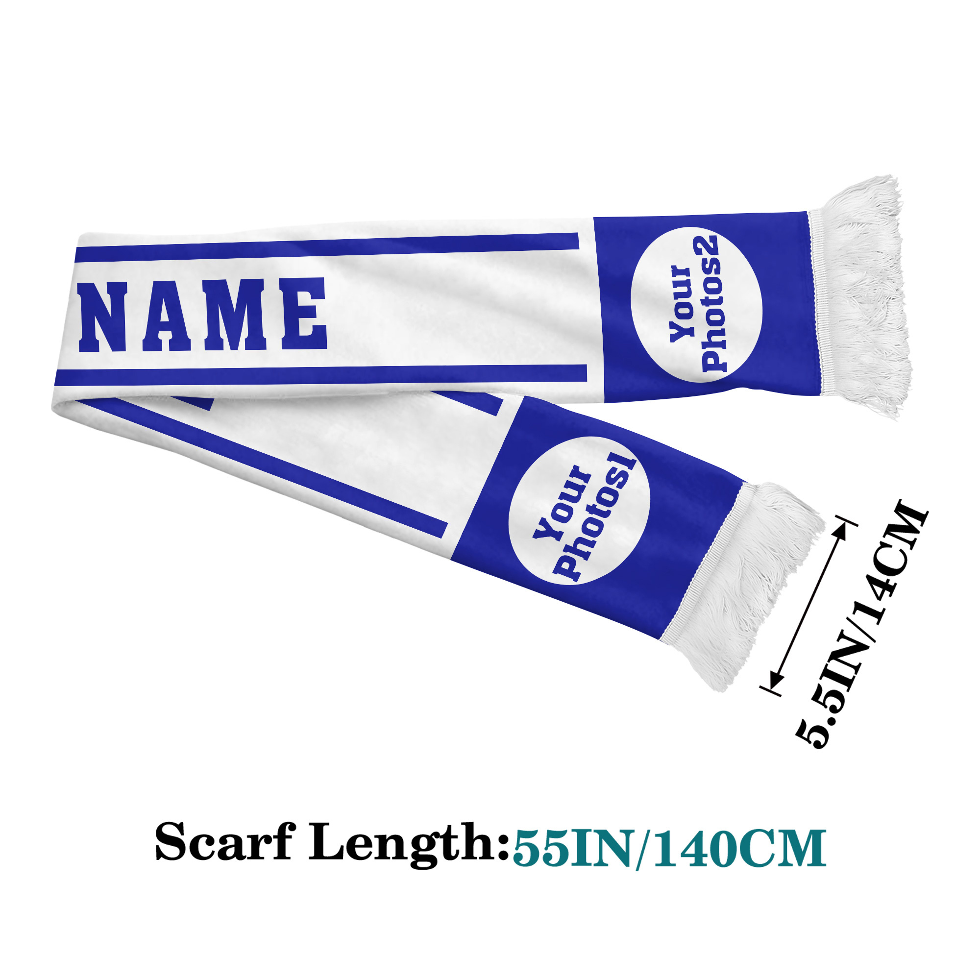E-shop Personalisierter Schal mit Team-Logo & Foto – Sport-Fan-Ausrüstung mit individuellem Namen/Logo/Foto, geeignet für Fußball-, Soccer-,
