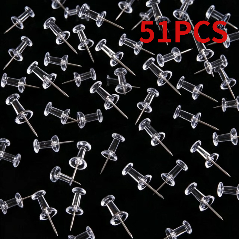 TEMU 51pcs Transparent Thumbnails, Small I-nails, Art Transparent Nails, Cork Board Nails, Photo Wall Nails, Suitable For School, Use