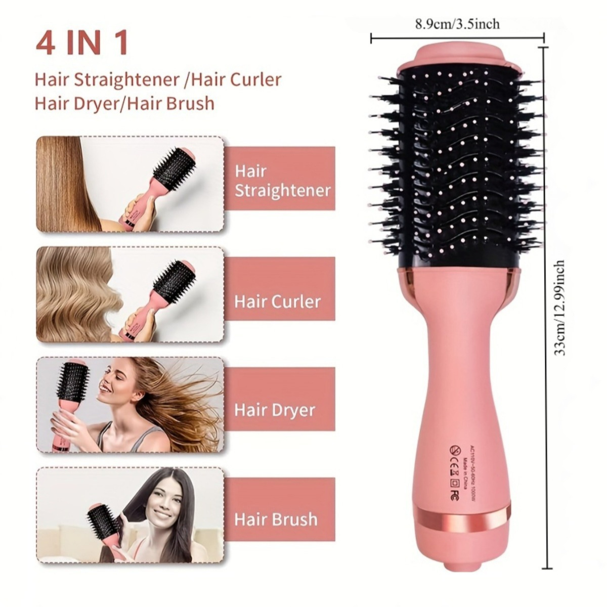 in hot air brush hair dryer wet dry curling comb lazy Temu