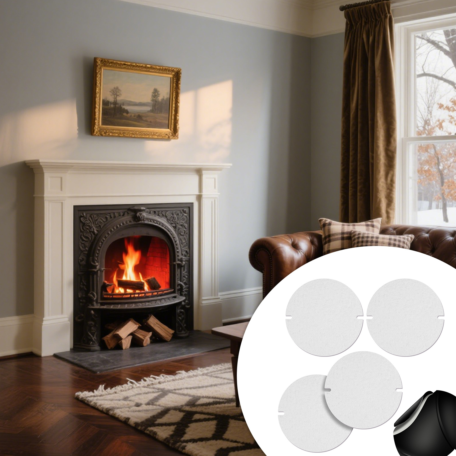Set Of 4 Stove Pipe Gaskets, Designed For Sealing Stove Pipe Flaps, Heat Resistant Up To Furnace Temperatures, Suitable For White Stove Pipe Flaps