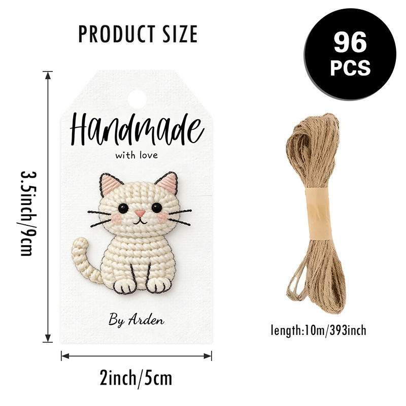 TEMU Etichette regalo personalizzate fatte a 96 pz, personalizzate con spago, design a gatto all'uncinetto a , per artigianato a , di , confezione