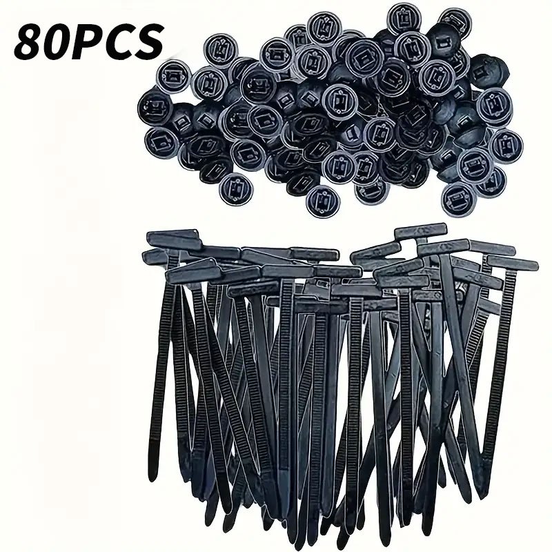 E-shop 80 Stück Langlebige Nylon-Kabelbinder mit Selbstsichernden Reißverschluss-Clips - Multifunktionale Befestigungen für Autoreparatur,