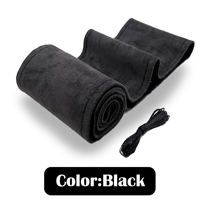 1pc Hand-stitched Car Steering Wheel Cover (includes 1pc Blunt Needle And 1pc Thread), Pu Suede Velvet Material, Plush Grip Cover Anti-slip Sweat-absorbing Grip Cover, Universal Style
