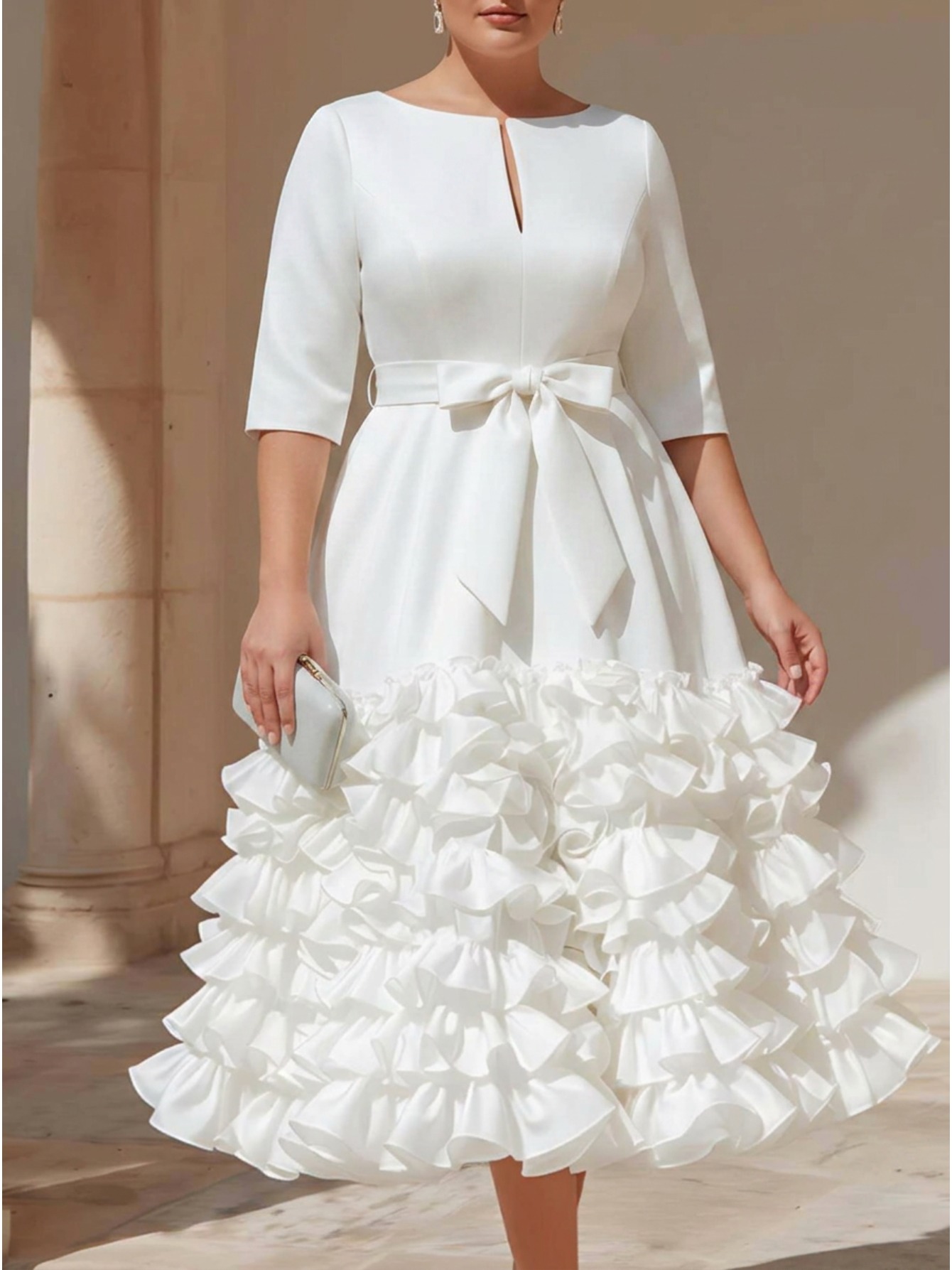 white dress plus size women Final Sale Off the Shoulder Ruffle in With a cold women plus size white dresses
