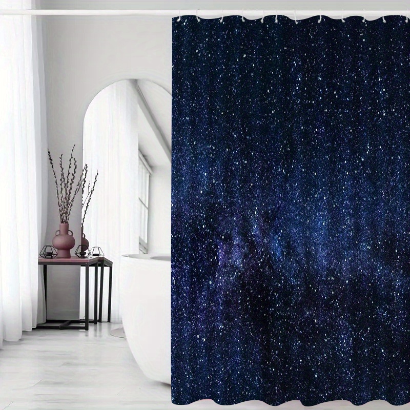 TEMU 1pc Night Sky Covered With Stars With Shower Curtain With Hooks, Shower Curtains, Bath Partitions, Bathroom Accessories, Home
