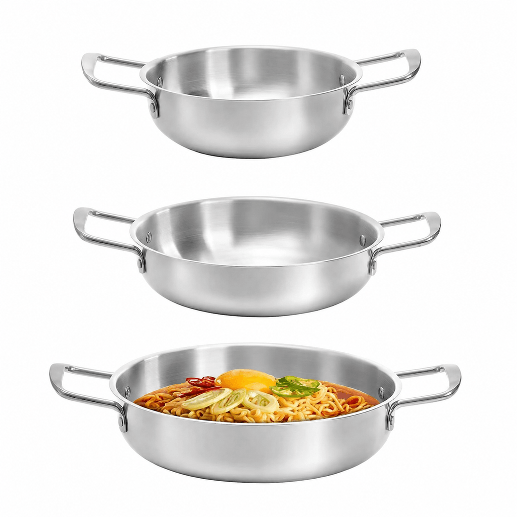 TEMU Ensemble de 3 en acier inoxydable avec poignées de tailles différentes - à ramen japonais, à coréens, multi-tailles pour soupes et salades,