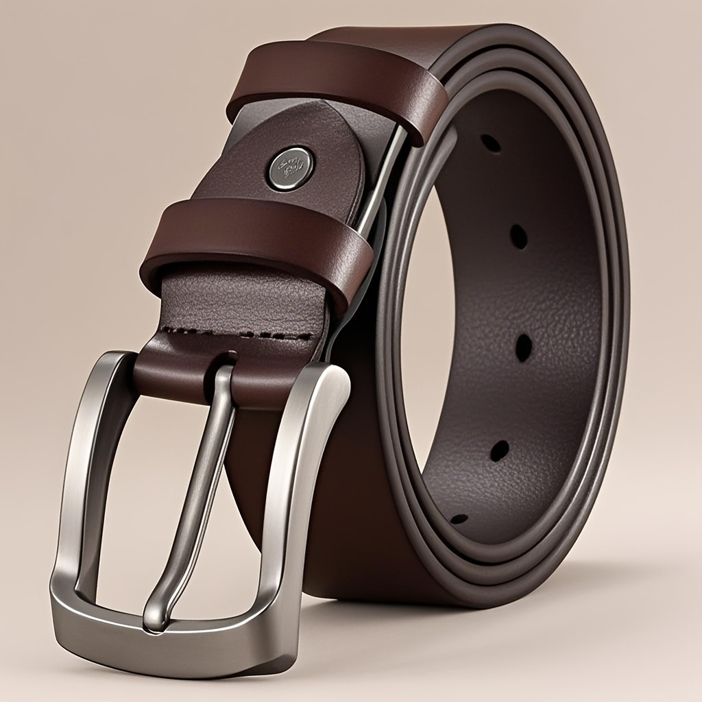 Plus Size Men's Genuine Leather Belt | Square Alloy Large Buckle | High Cost-Effective Durable Style | Suitable for Casual and Business Wear | A Dignified Gift Choice