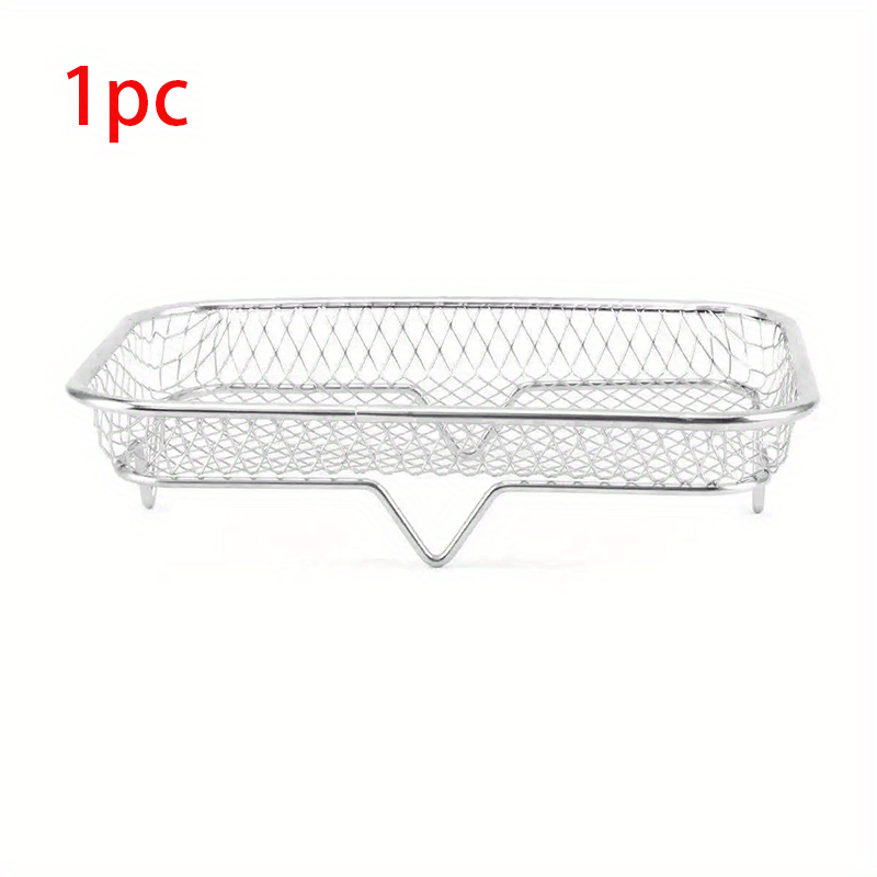 E-shop Air Fryer Rack Zubehör Grillkorb, 304 Edelstahl Stapelbarer Hähnchenflügel Air Fryer Zubehör Toast Rack, Kochrost, Outdoor Kochgeschirr,