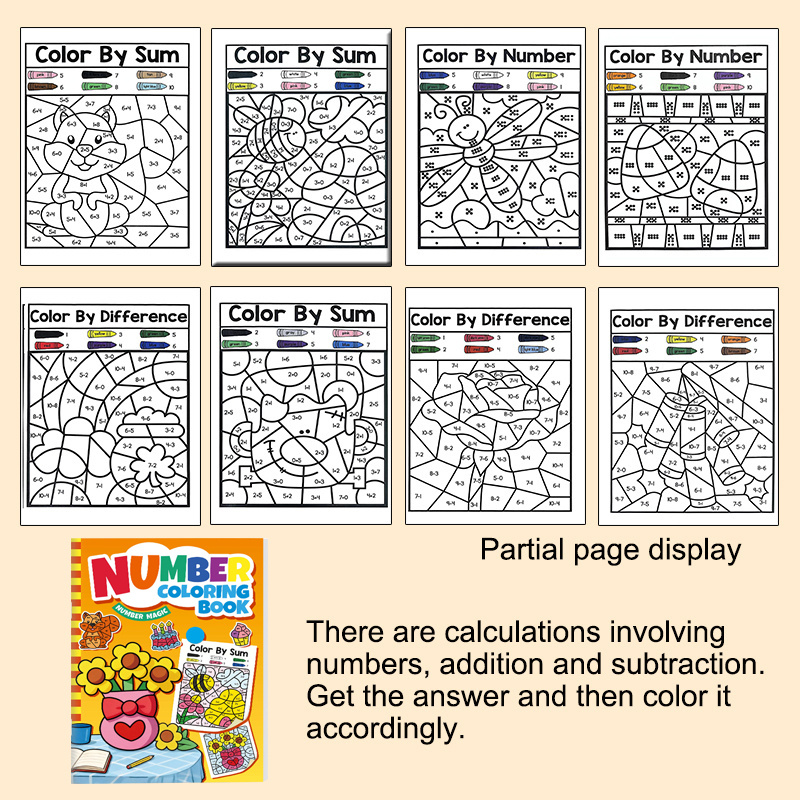 Image of & Coloring Book - Book - Color By Number/addition And Subtraction, Kids Early Learning Activity Book, For • Learn & Color , How To Draw - Craft Kit Math Coloring Book