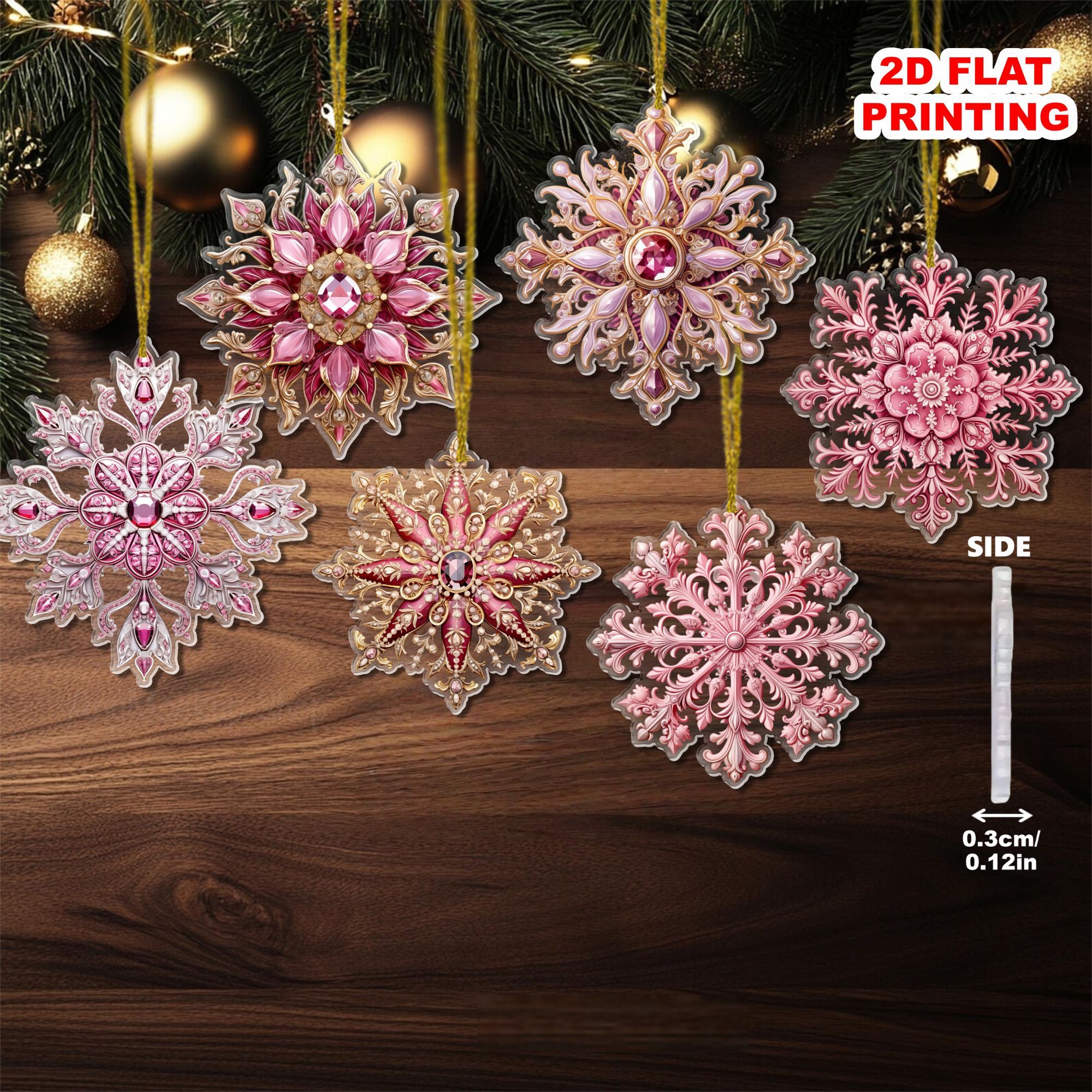 TEMU 2d Flat - 6pcs Sparkly Snowflake Ornaments - Personalized Acrylic Pendant For Tree, Home, Window, Thanksgiving, New Year - Christmas Tree