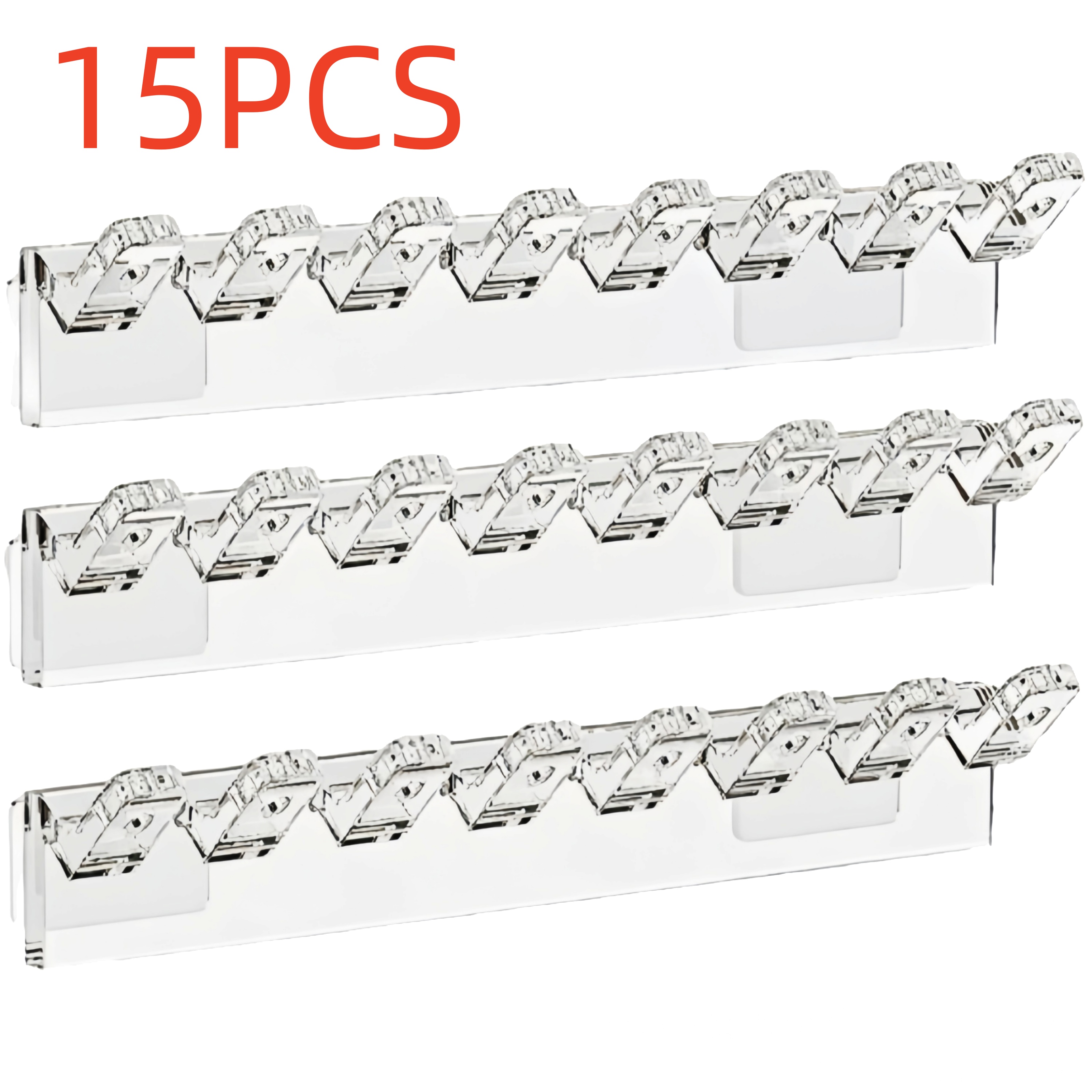 E-shop 15-teiliges transparentes wandmontiertes Schmuckregal mit 8 Haken, platzsparendes Aufbewahrungsregal geeignet für Halsketten, Armbänder,