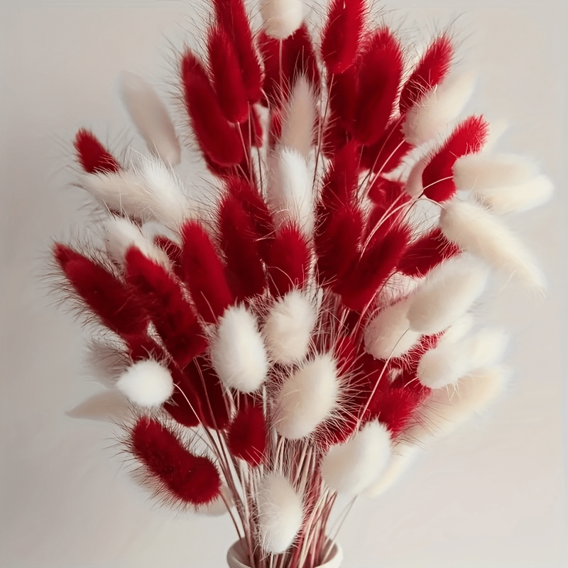 58 Piezas de Ramo de Hierba de Pampas Artificial - Hierba Rattail Roja y Blanca, para Navidad, Halloween, Pascua, Acción de Gracias, Bodas, Fiestas, Decoración del Hogar y Cocina