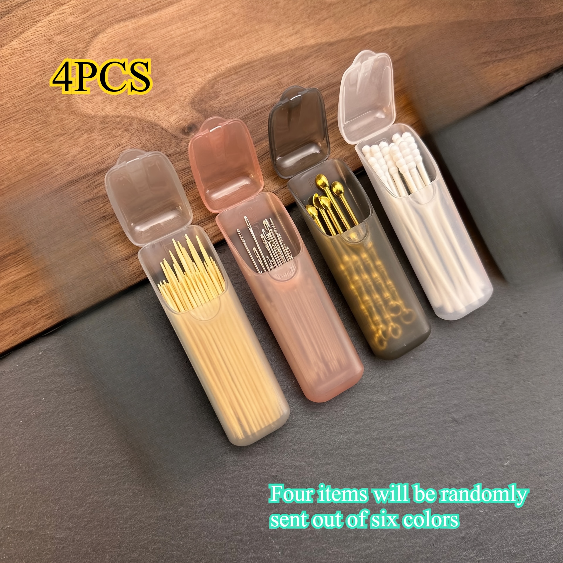 4 Mini Portable Storage Boxes (random Colors) Pp Plastic Small Parts Finishing Box Travel Toothpicks, Dental Floss, Pills And Jewelry Storage Compartments Multifunctional Universal Size