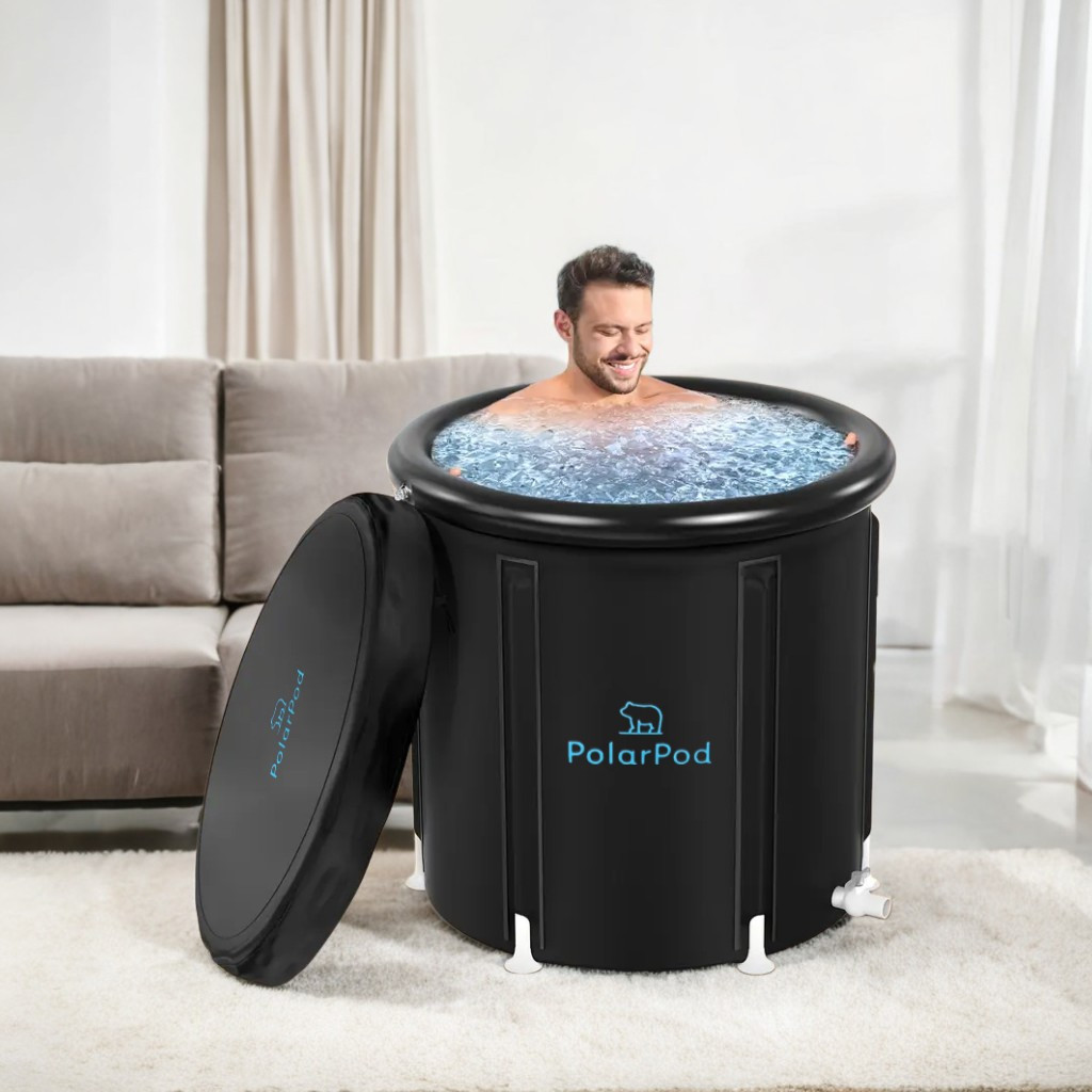 XL Oversized Portable Ice Bath Tub with Lid - Collapsible Cold Water Relax Bathtub Suitable for Athletes' Post, Soreness, & Gym Use - Plastic Ice Bath Spa