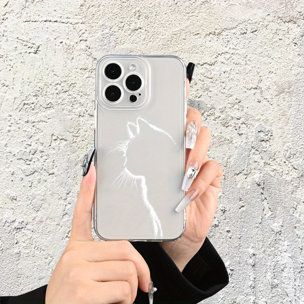 TEMU Phone Case: Fun And Stylish Minimalist Cat Silhouette Phone Case, A New Hot-selling Soft Tpu Phone Case. A Simple And Unique Fashionable Phone