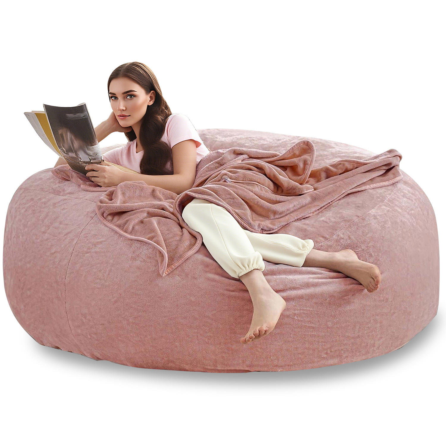Large 4ft/5ft/6ft Bean Bag Chair Compatible for Adults - Oversized Sofa Bed Lounger with Memory Foam & Micro Velvet Cover, Soft Foam-Filled Furniture, Multi-Color Options (No Assembly) for Living Room, Bedroom - Ideal for Adults & - Image 7