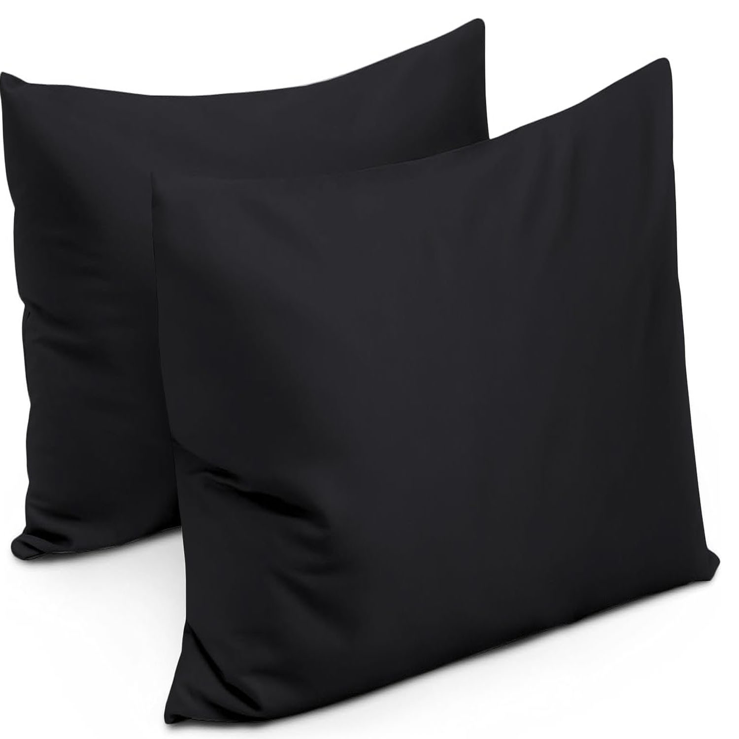 

2pcs Taies d'Oreiller en Microfibre 80x80cm, Fermeture Enveloppe, Noir Uni, Polyester Anti-Rides, Lavable en Machine pour Décoration de Chambre et Canapé Extérieur