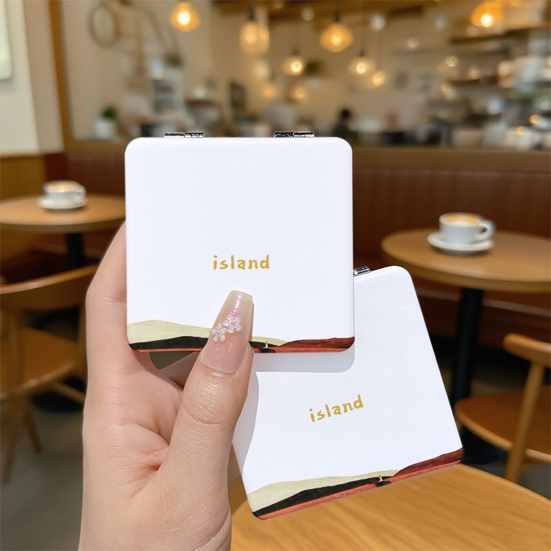 Handheld Mini Square Makeup Mirror, Cute Cartoon Design