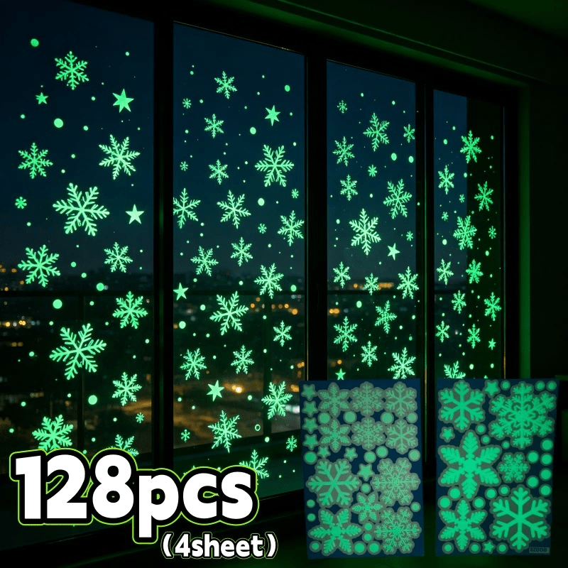 TEMU 128 pz 4 Fogli di Adesivi per Finestre a Luminosi in PVC a Adsorbimento Elettrostatico - Decalcomanie Adesive Elettrostatiche per Decorazione