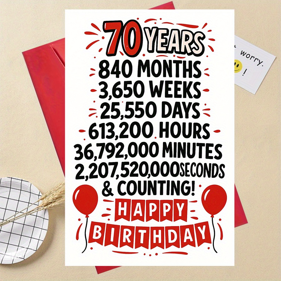 TEMU 1pc Of Fun 70th Birthday Card - A Milestone Celebration Keepsake With And Snowflake Design, Mom, Dad, Grandpa, Grandma, Or Friend - A Unique