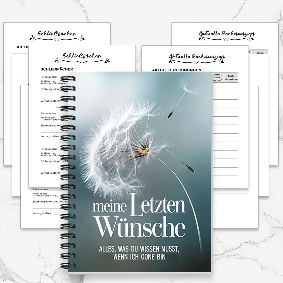 TEMU 1pc Fengminyi German Last & Testament Notebook - Light Blue Dandelion Suitable For Arrangements, Planning, Personal Wishes, A5 -sized Diary For