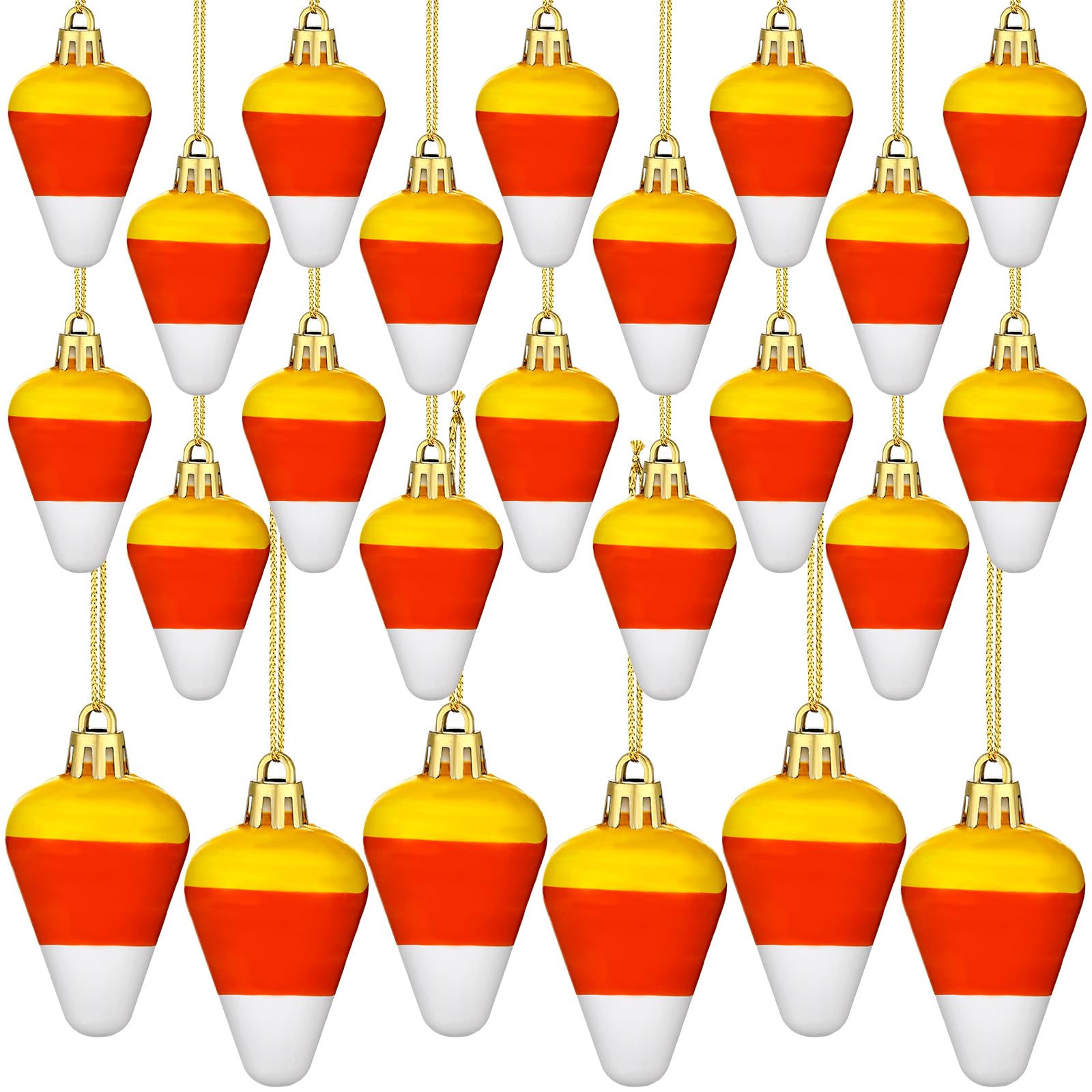 TEMU 12/ 24pcs Halloween Candy Corn Ornaments, Fall 3d Small Candy Corn Hanging Ornaments With Ropes, Thanksgiving Harvest Pendant Tree Decorations