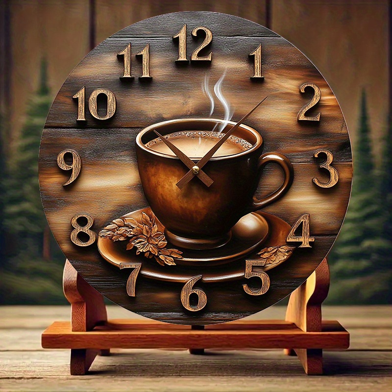 

[cozy ] Rustic Wooden Wall Clock With Of - , Aluminum, Easy-to-read Black , Decor, Wall Clock Living Room