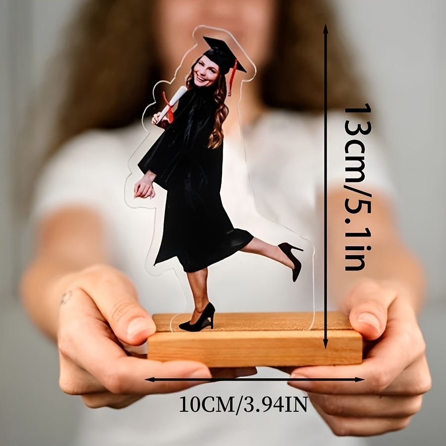 TEMU 2D Плоский - [2D Плоский] 1 шт. Персоналізована акрилова фотостатуеть з індивідуальним обличчям та волоссям, реалістична мініатюрна статуетка