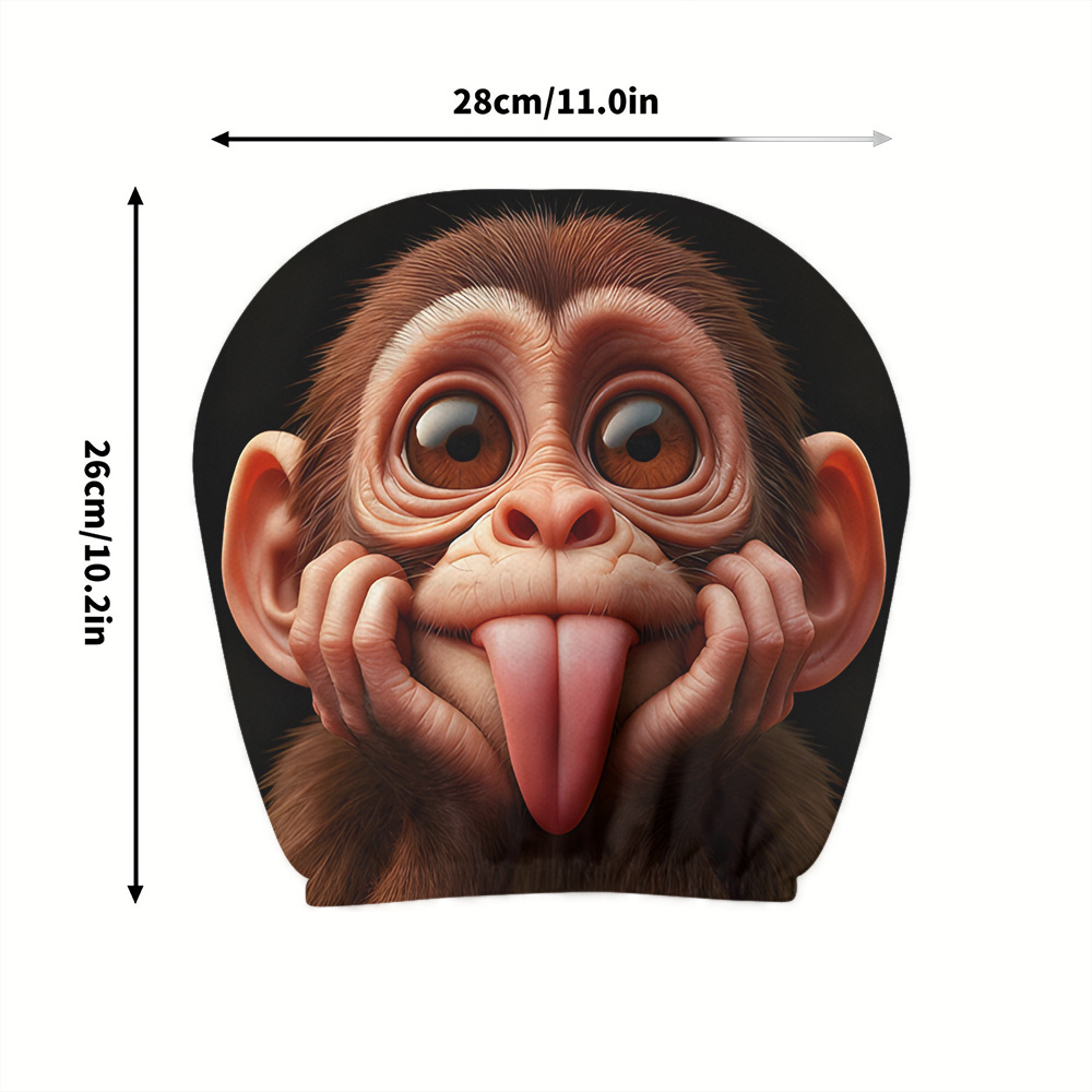 TEMU 2pcs Car Headrest Covers With Tongue Out Design - Vehicles, Soft Cushioned Interior Decor, Durable Polyester Fabric, , No Tools Needed