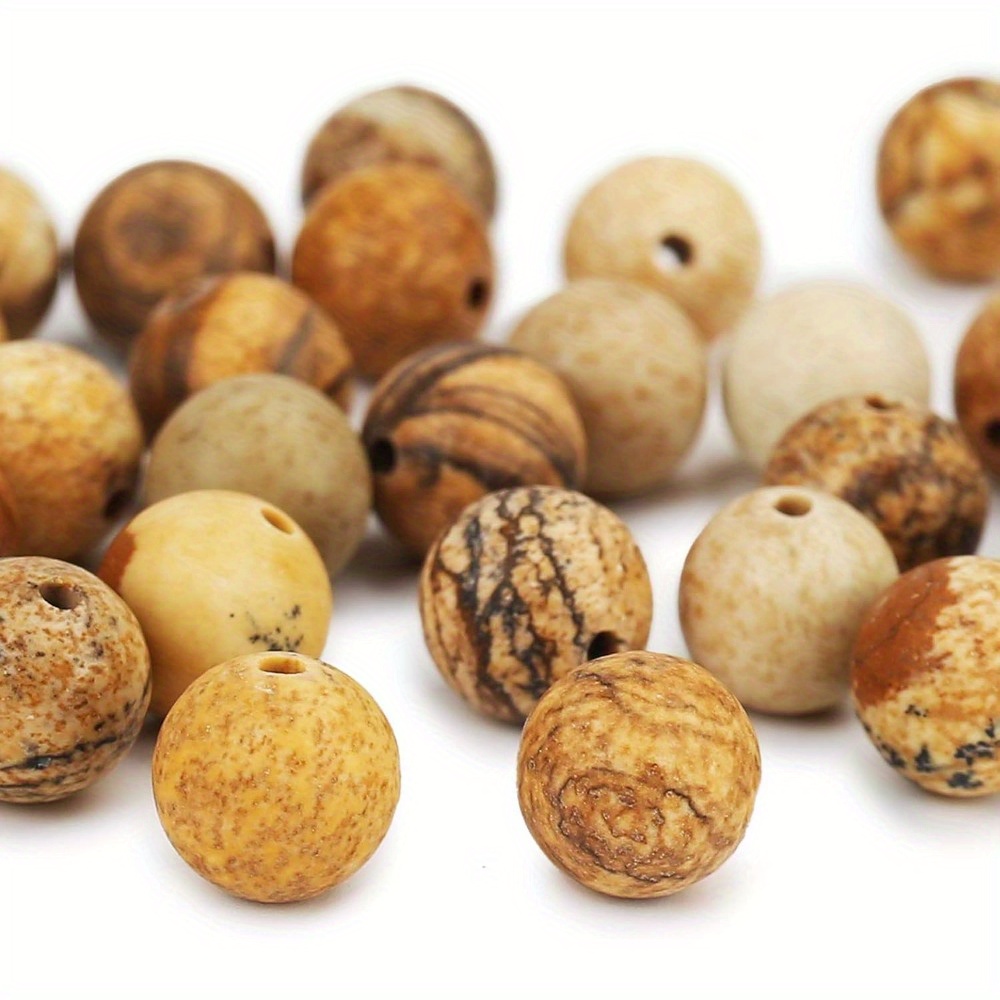 Natural Matte Picture Jasper Beads for DIY Bracelet and Necklace Making