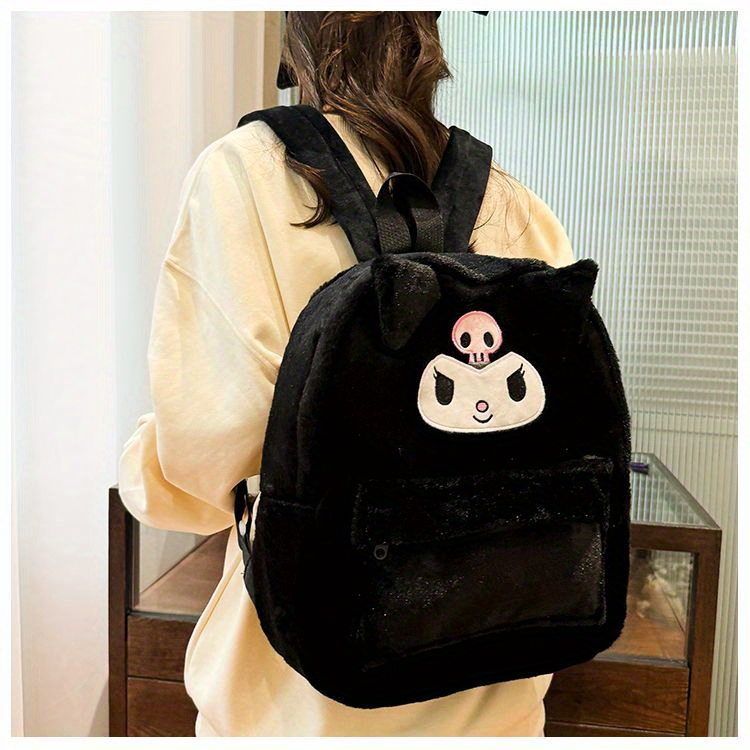 [Officially Licensed] Sanrio Plush Backpack Suitable for - Cute Y2K School Bag with Yellow Duck & Pink Rabbit Characters, Soft Lightweight Backpack, Large Capacity Bookbag Gift for, for Teenager