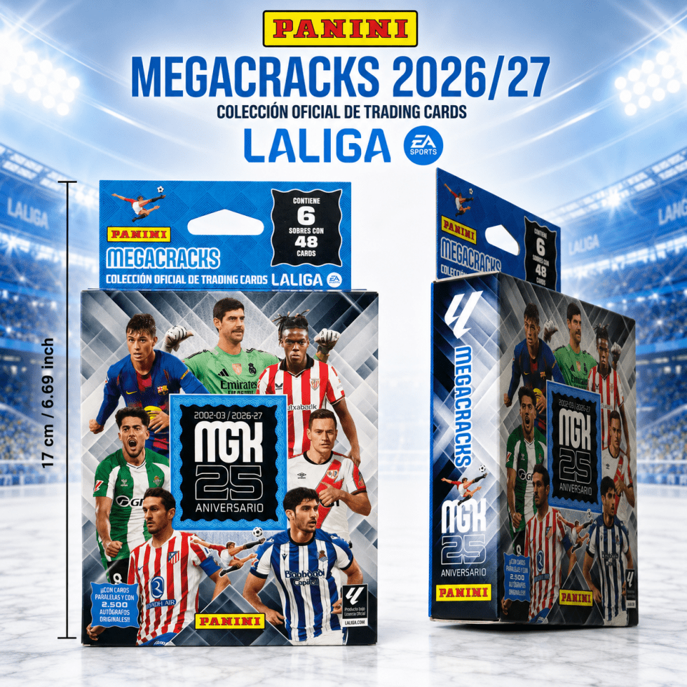 TEMU Panini Megacracks 2026/27 Laliga 25th Anniversary Box Football Trading Card Game, Totaling 48 Cards, New Season Player Card Opening Series,