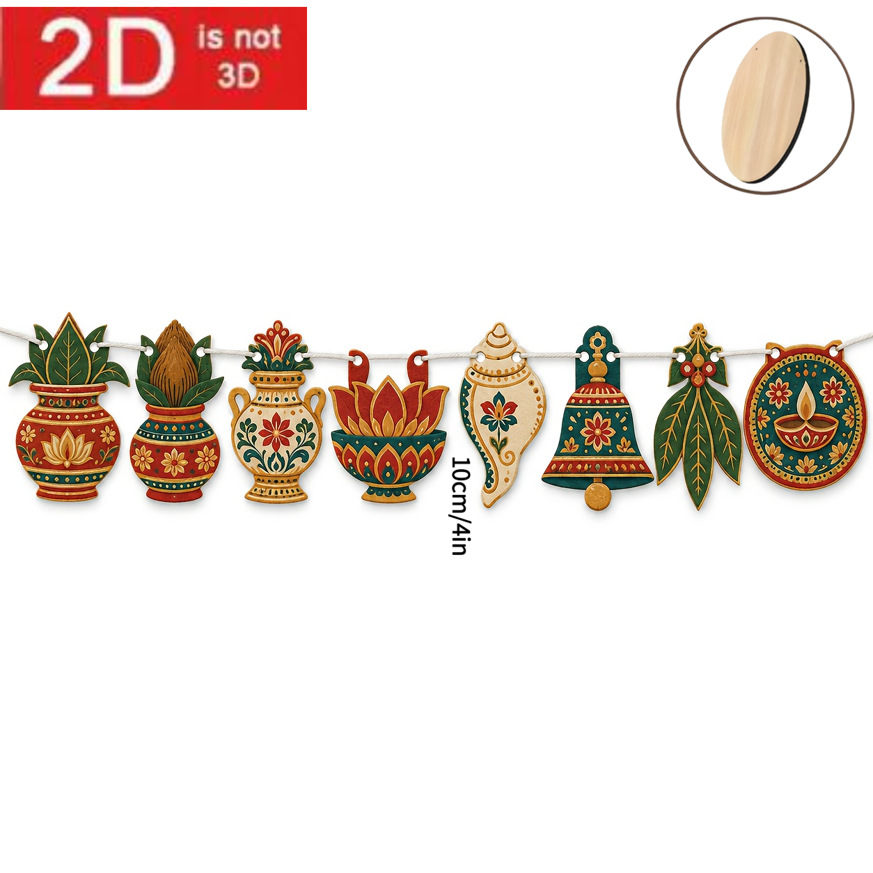 TEMU 2d Flat Wooden Hanging Decoration - Features Gorgeous Indian Patterns, And Rooms, Serves As Cultural Home Decor, An Entrance Hanging Banner