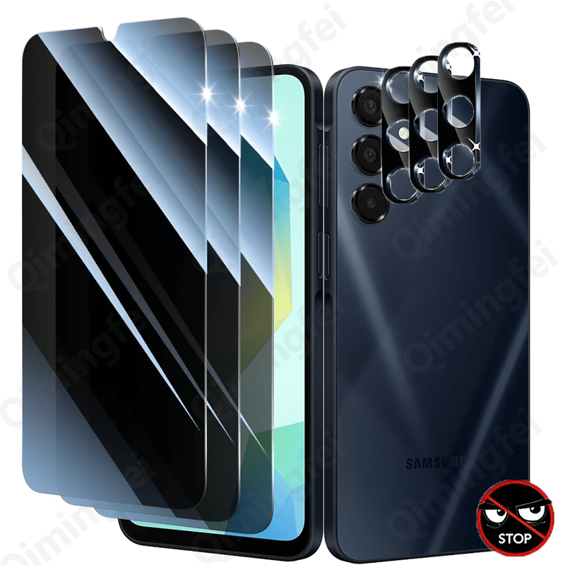 TEMU This Package Includes 3 Privacy Tempered Glass Screen Protectors And 3 Camera Lens Protectors Designed For For Galaxy A07/a17. Feature 9h