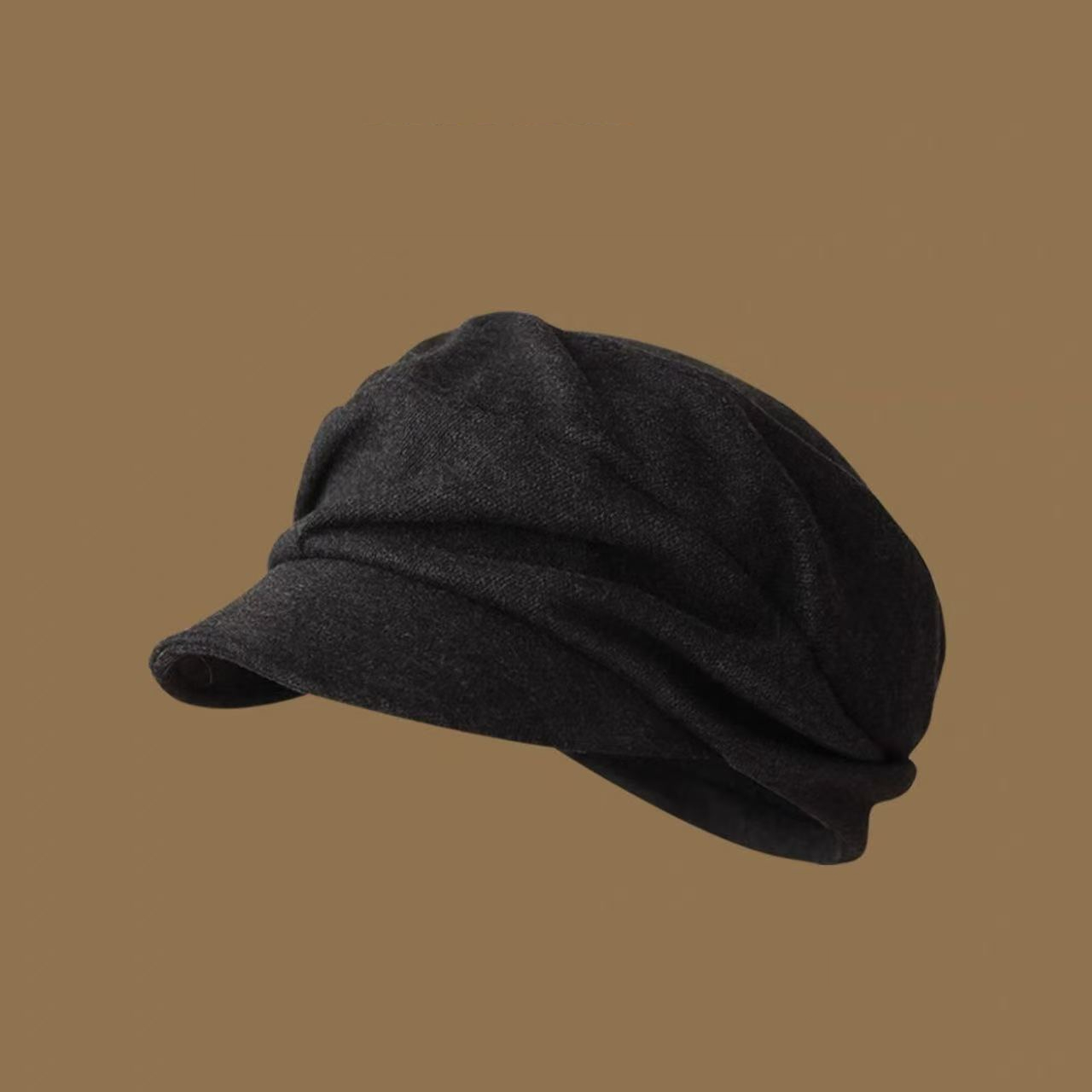 TEMU 2d Flat - Women's Autumn Winter Pleated Beret Hat - Thickened Warm Soft Brim, Face-flattering French Style, Foldable Artist Cap For Daily Wear