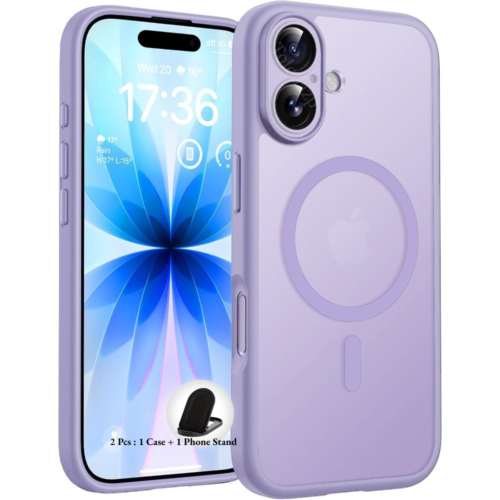 TEMU Phone Case - 2pcs : 1 Case + 1 Phone Stand Luxury Magnetic Wireless Charging Phone Case, For Iphone 17 16/17e 16 15 14 13 12 11 Pro Pro , For