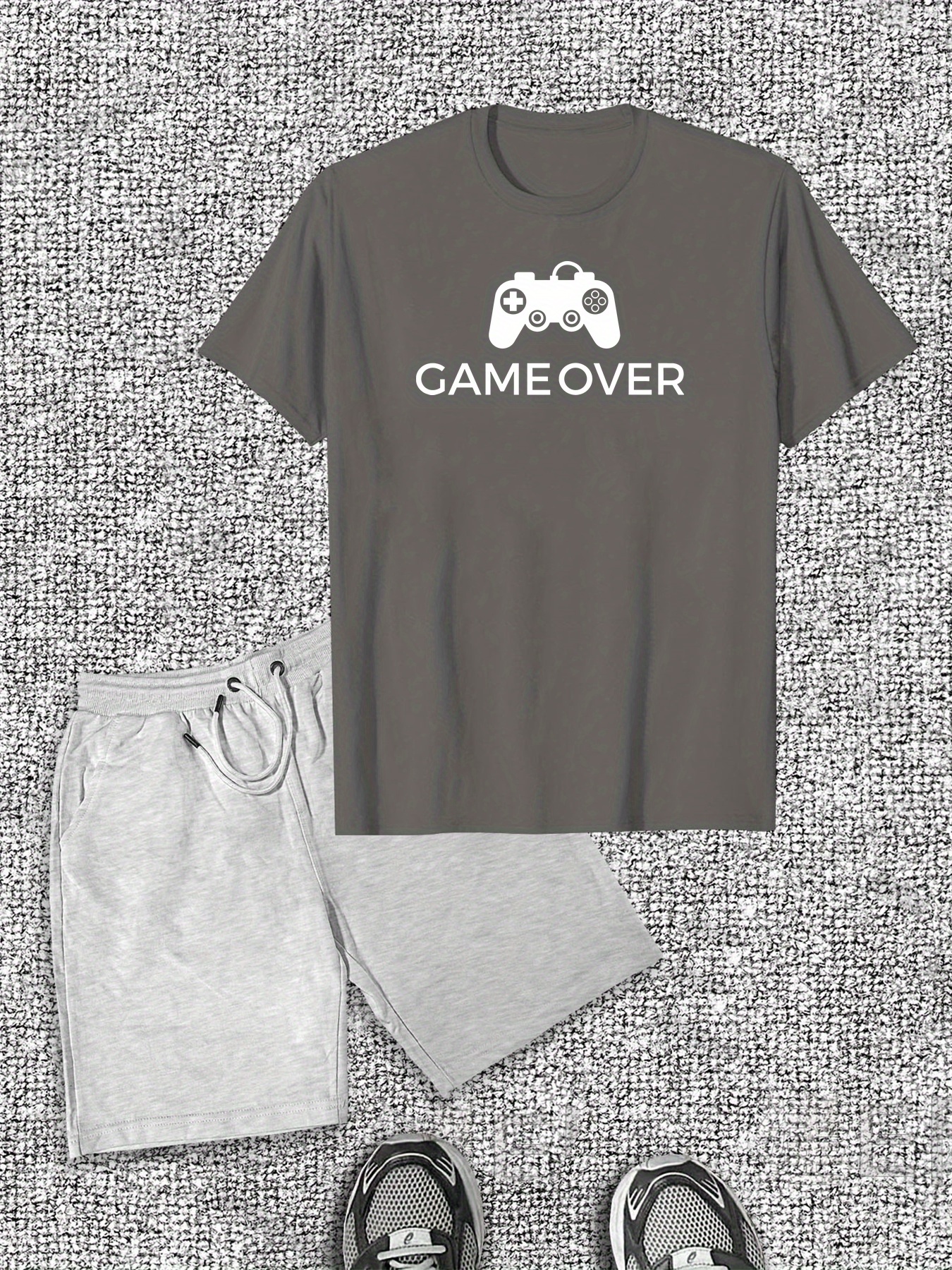 Men's Gaming Console Pattern Short Sleeve T-Shirt and Shorts Casual Set