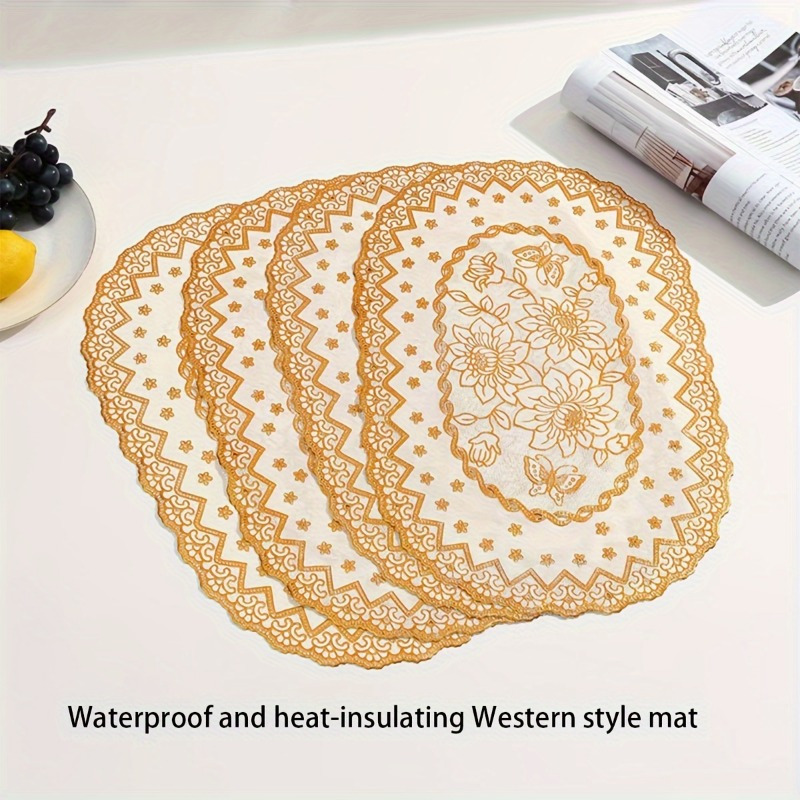 

6pcs Set Oval Pvc Table Mats - Heat Resistant, Waterproof & Oil-proof With For Kitchen And Dining Decor