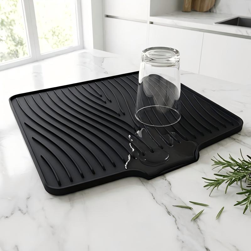 TEMU XHSGX Verdikte Gestreepte Siliconen Watergeleidingsmat, Keuken Aanrecht Anti-Slip Afwas Droogmat, 40 X 33Cm