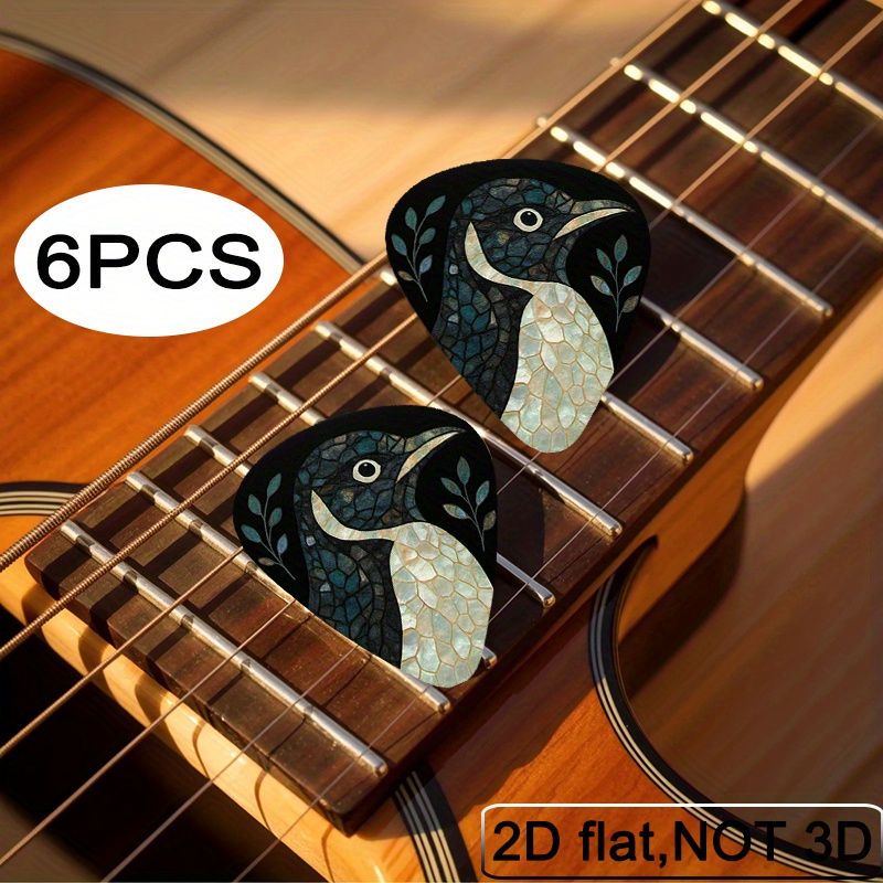 TEMU This Set Of 6 Flat Guitar Picks Features Vibrant Bird Patterns, With A Beak And Large, Distinct Eyes That Are Instantly . Hexagonal Texture Adds