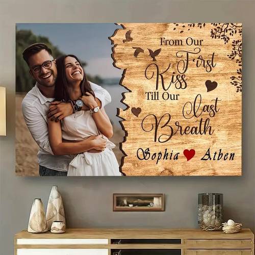 2d flat 2d flat 1 couple canvas wall art personalized photo print canvas poster frame valentines day anniversaries or wedding gifts for suitable for bedroom decor for husbands and wives