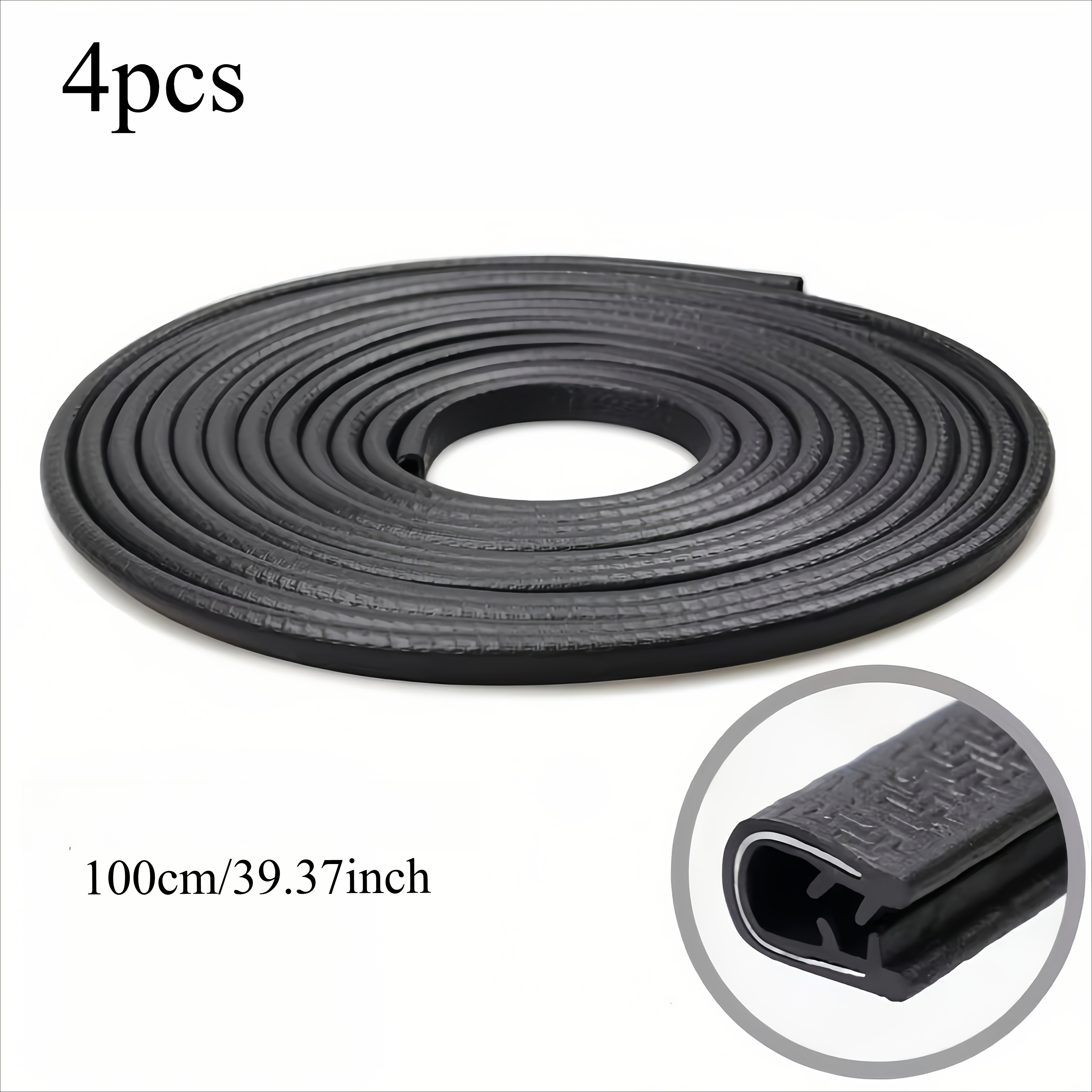 TEMU 4pcs Door Anti-collision Strip - Textured Grip Design, Sound Insulation And Dust Reduction, No Drilling Installation, Adjustable Length Car Door