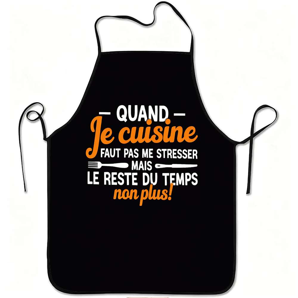 TEMU 1 tablier imprimé avec une humoristique en français, robuste et facile à laver, avec une taille réglable, en polyester, idéal pour , le