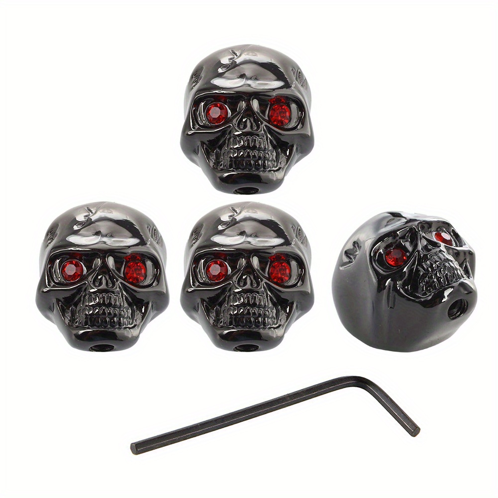 Set of 4 Skull-Shaped Metal Volume Knob Caps for Electric Guitars, Designed for Both Guitar And Bass, Featuring a Creative Color Design.