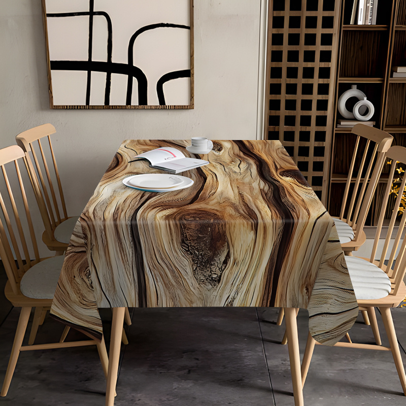 1 stück holzoptik tischdecke – 100 % polyester rechteckige