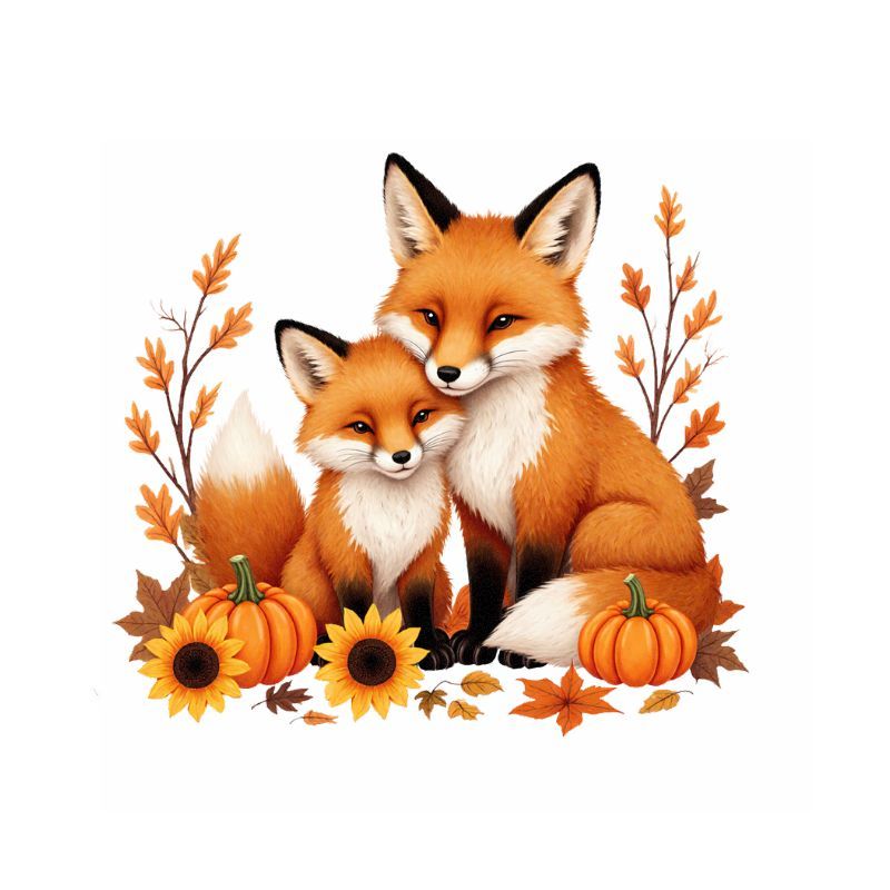 TEMU 1pc Autumn Woodland Fox Toilet Sticker - Durable Bathroom Decal, Self-adhesive Fall Decor With Cute Fox Pair, Pumpkins, Sunflowers & Vibrant ,