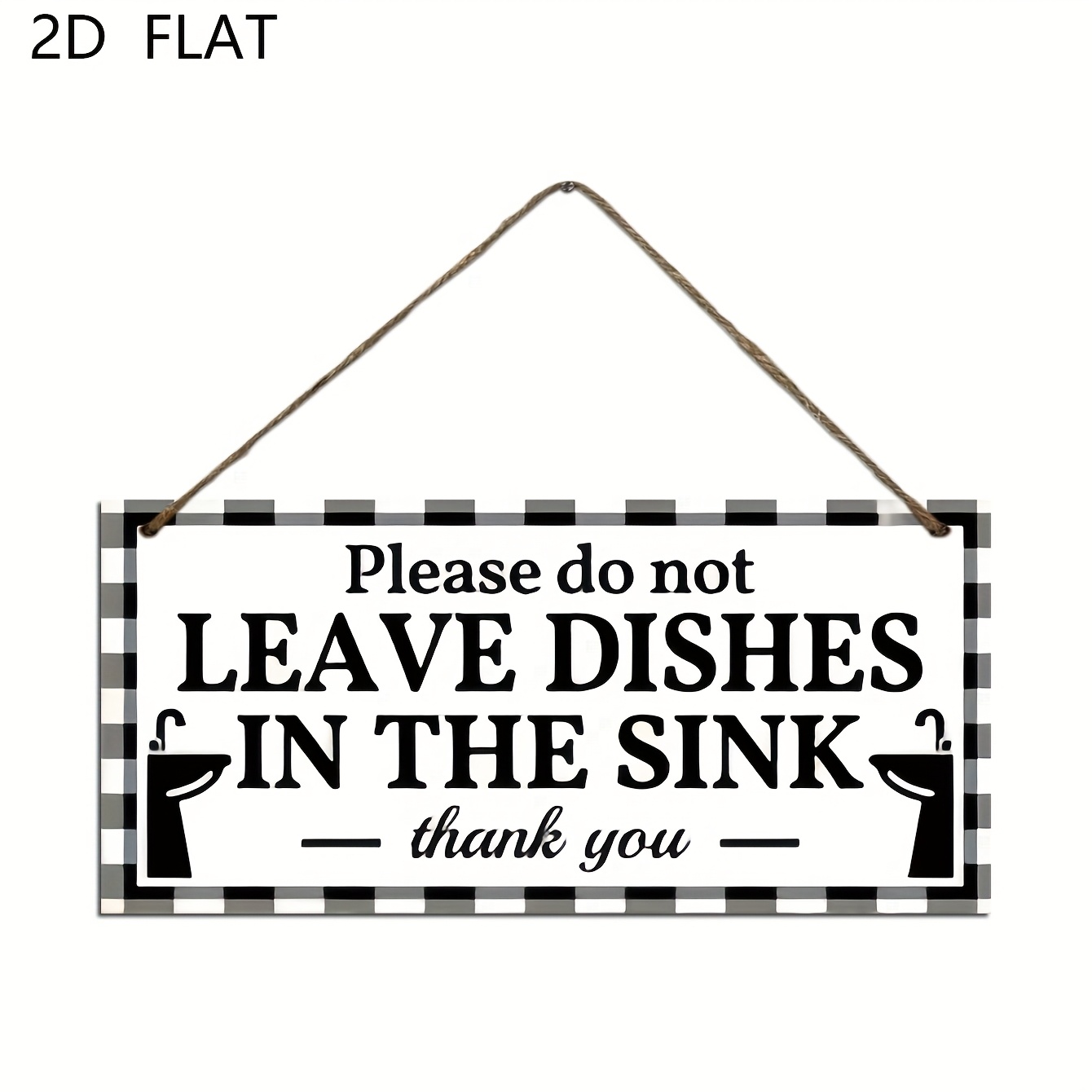 TEMU 2d Flat - 1pc Of Artistic Decorative Style Self-cleaning Kitchen Sign - Wooden Plaque, Warning Not To Leave Dishes In The Sink, Suitable For