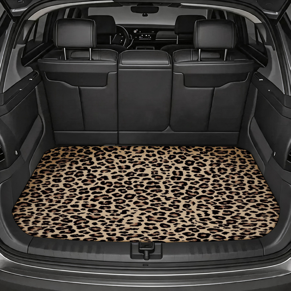 TEMU 1pc Universal Trunk Mat Leopard Print Pattern Durable Protection For Car Interior Anti Slip Base Easy To Clean Enhances Vehicle Perfect For Suv